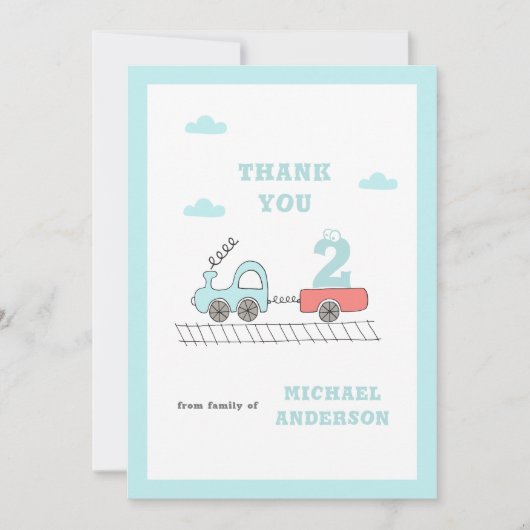 Petit train Boys Carte de remerciements d'annivers (Devant)