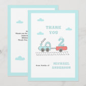 Petit train Boys Carte de remerciements d'annivers (Devant / Derrière)