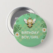 Petite abeille Anniversaire garçon / fille Badge p (Devant & derrière)