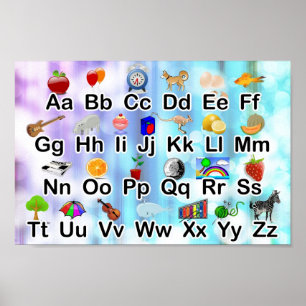 Petite affiche alphabétique ABC avec graphisme élé