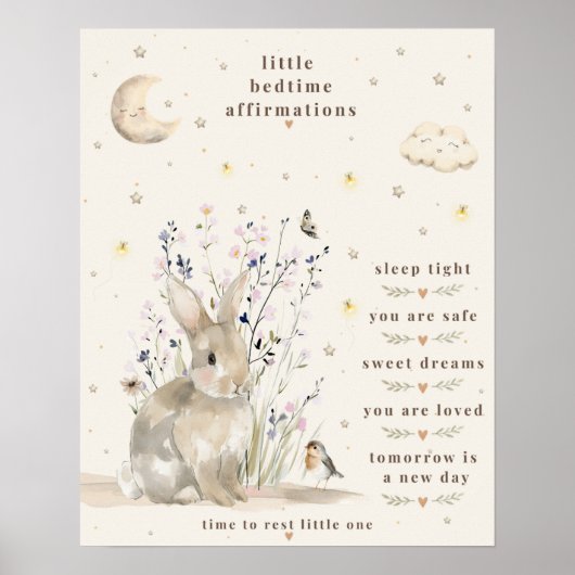 Petite affiche d'affirmations pour le coucher (Devant)