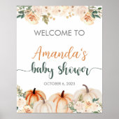 Petite Affiche de bienvenue Baby shower Citrouille (Devant)