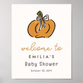 Petite Affiche de bienvenue Baby shower Citrouille (Devant)