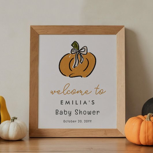 Petite Affiche de bienvenue Baby shower Citrouille