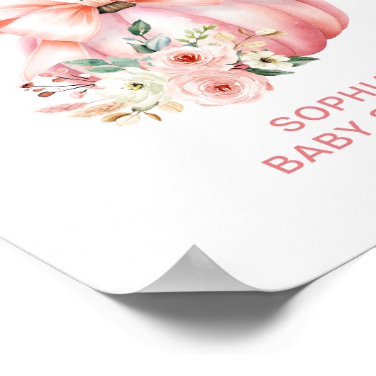 Petite Affiche de bienvenue Baby shower Citrouille (Coin)