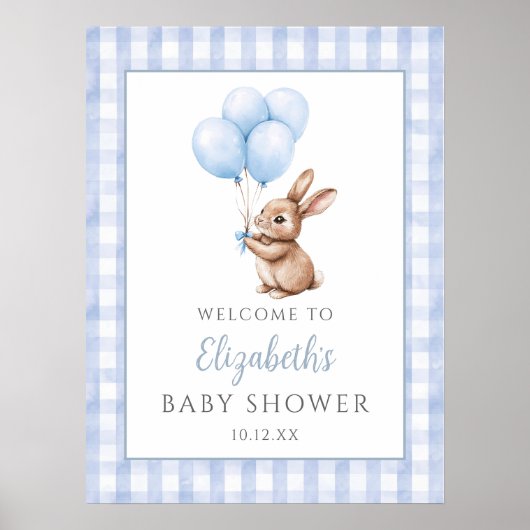 Petite Affiche de bienvenue de Baby shower bleu Bu (Devant)