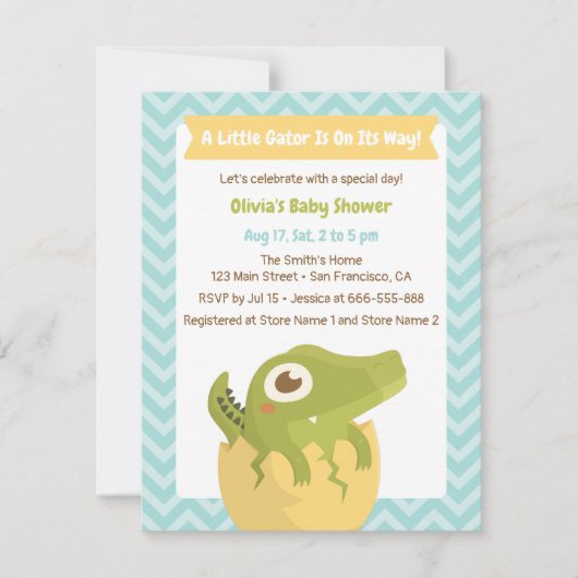 Petite alligator dans les invitations à la douche  (Devant)