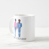 Petite amie Mug Monogramme Brunette Noms de l'aqua (Devant gauche)
