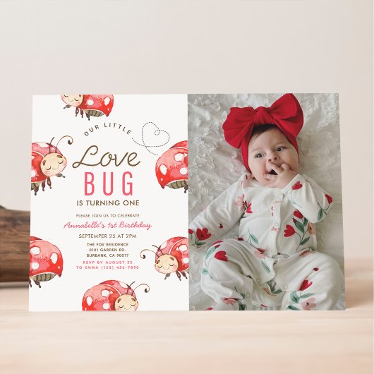 Petite Amour Anniversaire Fête Photo Invitation
