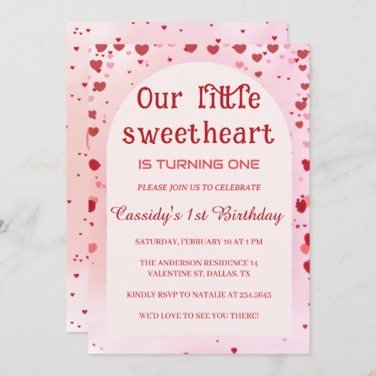 Petite amoureuse Valentines Invitation d'anniversa (Devant / Derrière)