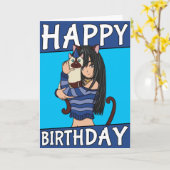 Petite Anime Girl avec carte d'Anniversaire (Fleur jaune)