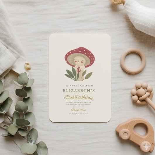 Petite Baby shower de champignons Invitation