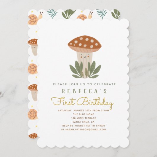 Petite Baby shower de champignons Invitation (Devant / Derrière)