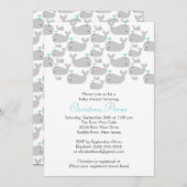 Petite baleine Bébée Invitations de douche pour bé (Devant / Derrière)