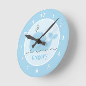 Petite baleine bleue horloge murale personnalisée (Angle)