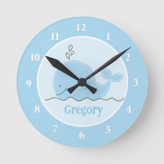 Petite baleine bleue horloge murale personnalisée