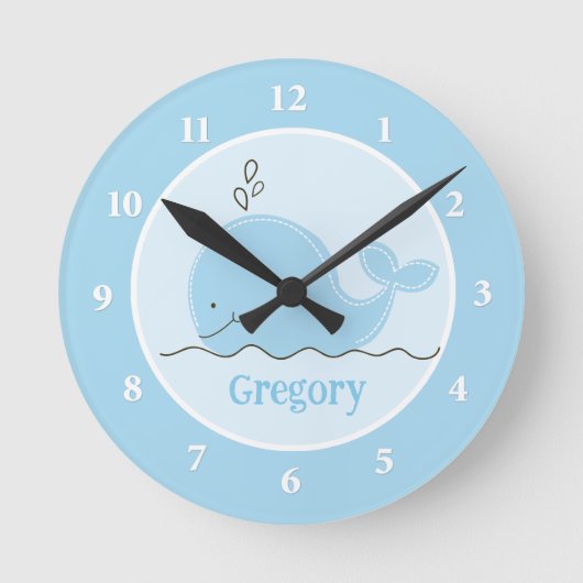 Petite baleine bleue horloge murale personnalisée (Recto)