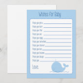 Petite Baleine Bleue Souhaite Carte Bébé (Devant / Derrière)