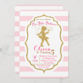 Petite Ballerina Pink & Gold Invitation (Devant / Derrière)