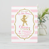 Petite Ballerina Pink & Gold Invitation (Debout devant)