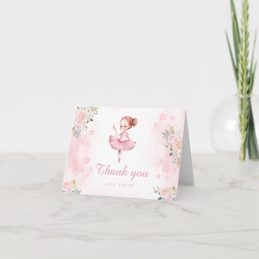 Petite ballerine rose anniversaire merci cartes (Devant)