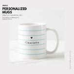 Petite bande cardiaque Monogramme Café Thé Mug<br><div class="desc">Cette tasse chic présente le coeur minuscule le plus mignon et toutes les rayures classiques du temps. Il est l'endroit idéal pour ajouter votre nom pour le faire exclusivement à vous. Un grand cadeau pour un ami,  un enseignant ou un membre de la famille.</div>