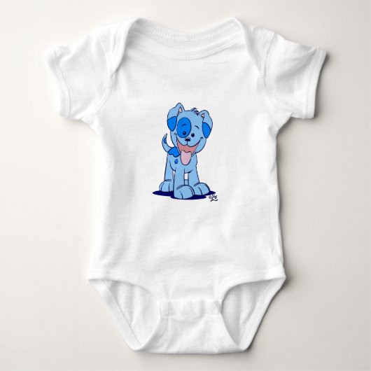 Petite barboteuse bleue de bébé de chiot (Devant)