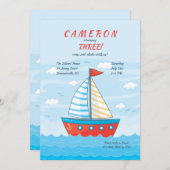 Petite Barque Rouge Invitation (Devant / Derrière)