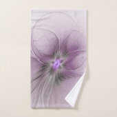 Petite Beauté Moderne Gris Mauve Art Fractal Fleur (Serviette à main)