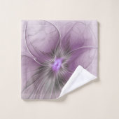 Petite Beauté Moderne Gris Mauve Art Fractal Fleur (Gant de toilette)