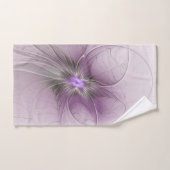 Petite Beauté Moderne Gris Mauve Art Fractal Fleur (Serviette à main)