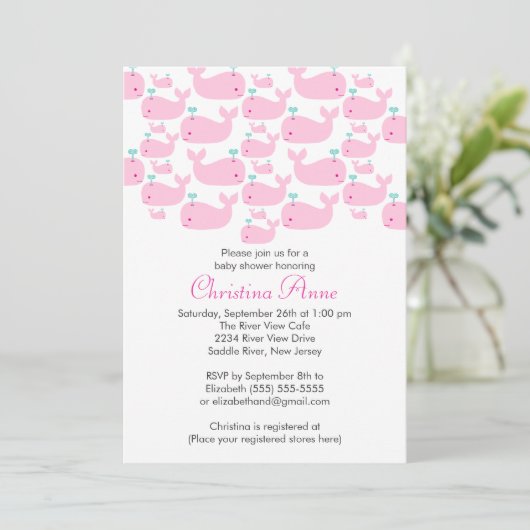 Petite Bébée Baleine Fille Bébé Invitations de dou (Debout devant)