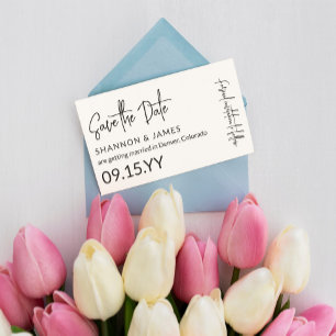 Petite Black Script Save the Date Informatiekaartje