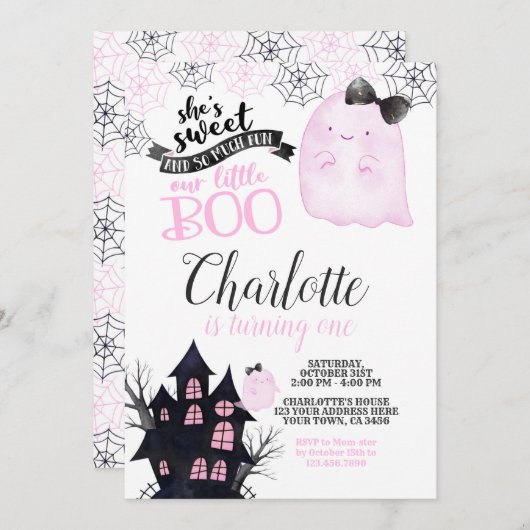 Petite BOO Invitation Anniversaire (Devant / Derrière)