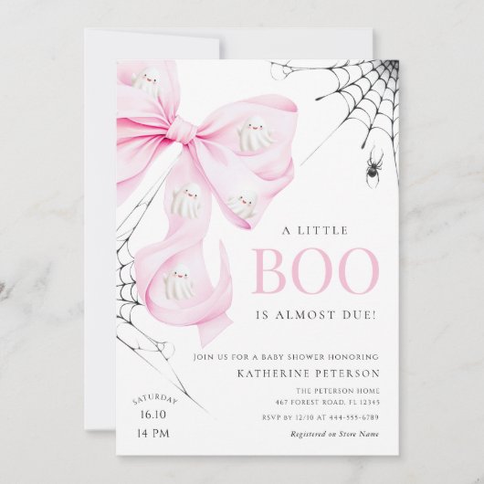 Petite Boo PINK Bow Baby shower Invitation (Devant)