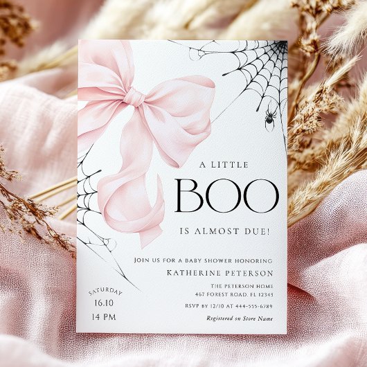 Petite Boo rose Bow Baby shower Invitation