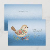 Petite Broderie Florale d'oiseaux Carte de remerci (Devant / Derrière)