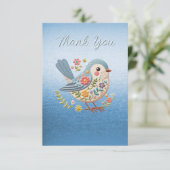 Petite Broderie Florale d'oiseaux Carte de remerci (Debout devant)