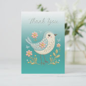Petite Broderie Florale d'oiseaux Carte de remerci (Debout devant)