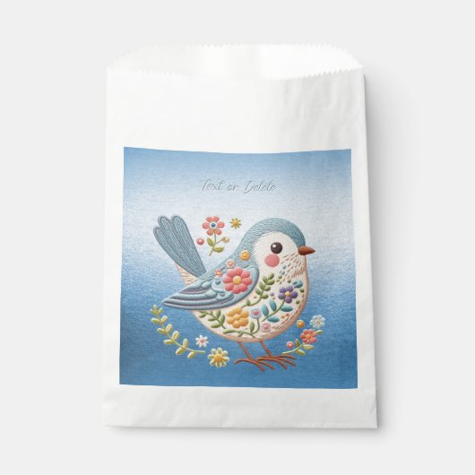 Petite Broderie Florale d'oiseaux Sacs Bleus Faveu (Devant)