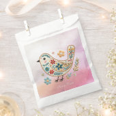 Petite Broderie Florale d'oiseaux Sacs Faveur rose (Coupé)