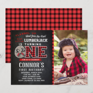 Petite bûcheron Invitation d'anniversaire avec pho