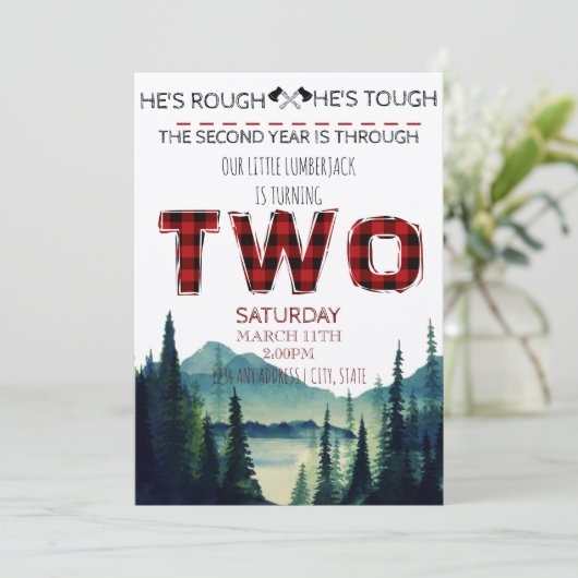 Petite bûcheron Invitation d'anniversaire - Buffal (Debout devant)