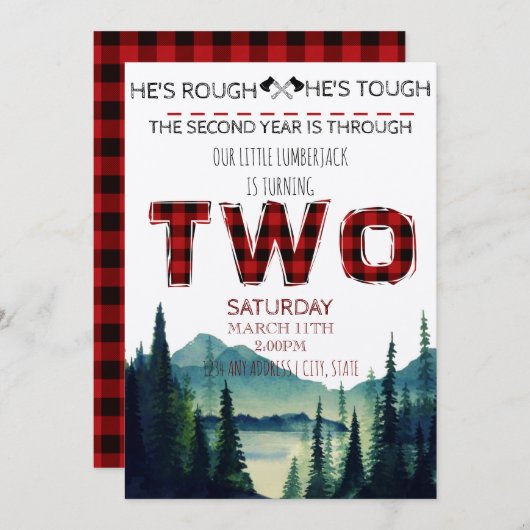 Petite bûcheron Invitation d'anniversaire - Buffal (Devant / Derrière)
