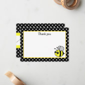 Petite Bumble Abeille Jaune Plat Merci Cartes de n (Devant/Arrière en situation)