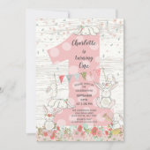 Petite Bunny Big One Girls Anniversaire Invitation (Devant)