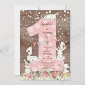 Petite Bunny Big One Girls Anniversaire Invitation (Devant)