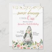 Petite Bunny Printemps Floral Invitation Anniversa (Devant)