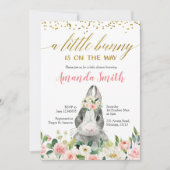 Petite Bunny Spring Invitation Baby shower Floral (Devant)