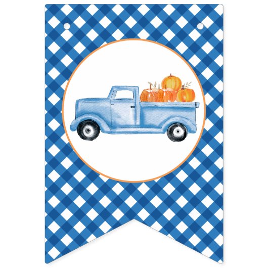 Petite camionnette bleu Citrouille bannière de pre (Premier drapeau)